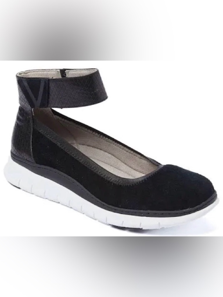 Vionic Camile Suede Leather Ankle Strap Ballet Flats 7.5